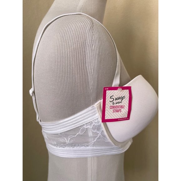 Maidenform White Lace Padded Full Coverage 5-Way Strap Bra - 40C - Picture 4 of 13